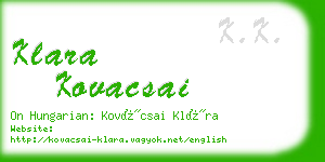 klara kovacsai business card